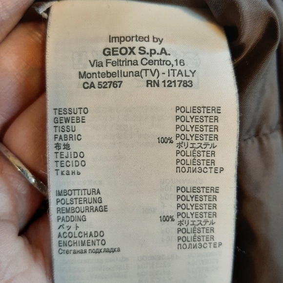 Geox Respira Women's 8 Bronze Jacket Shimmery Quilted Belted Coat Brown Italy - Picture 10 of 15